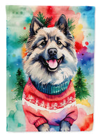 Keeshond Christmas House Flag