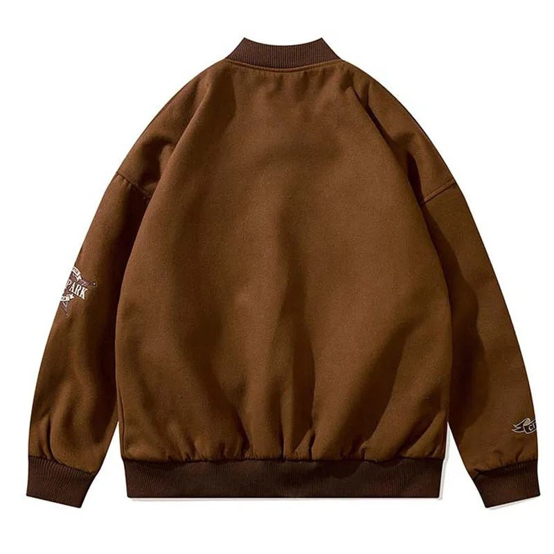 Retro Letter Embroidery Bomber Jacket for Men and Women