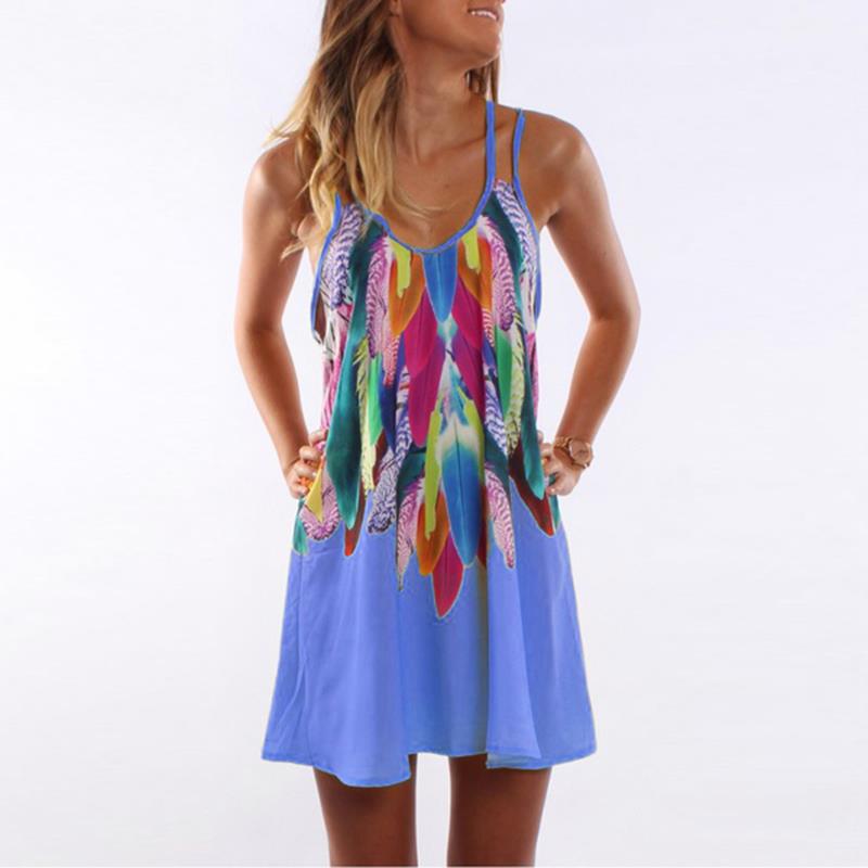 Floral Print A-Line Dress with Spaghetti Straps