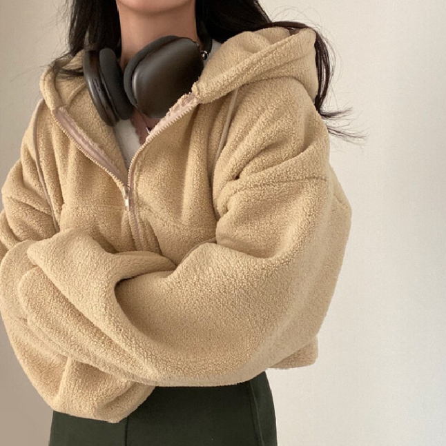 Retro Solid Lamb Wool Casual Jacket for Academy Style