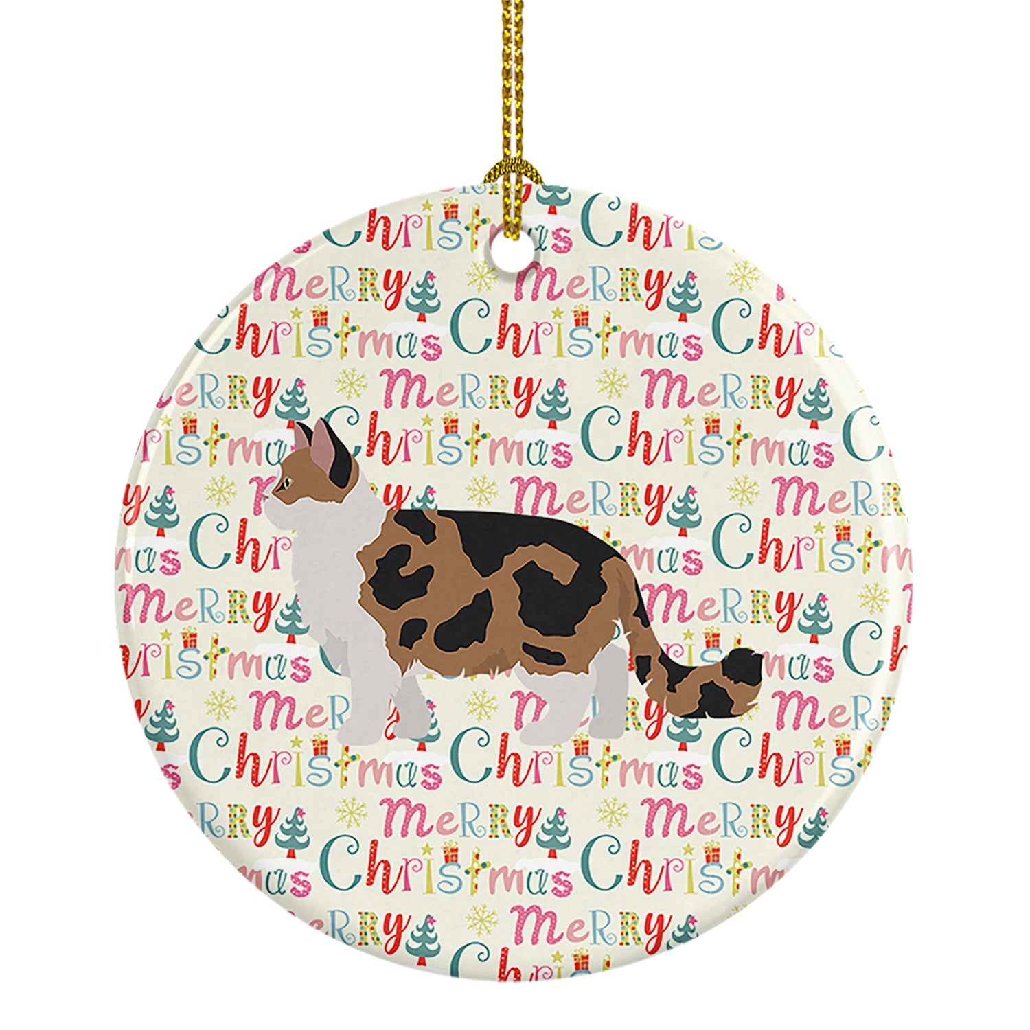 Ragamuffin #2 Cat Christmas Ceramic Ornament
