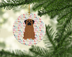 Merry Christmas Mastiff Brindle Ceramic Ornament