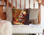 Yorkshire Terrier Yorkie and Santa Claus Throw Pillow