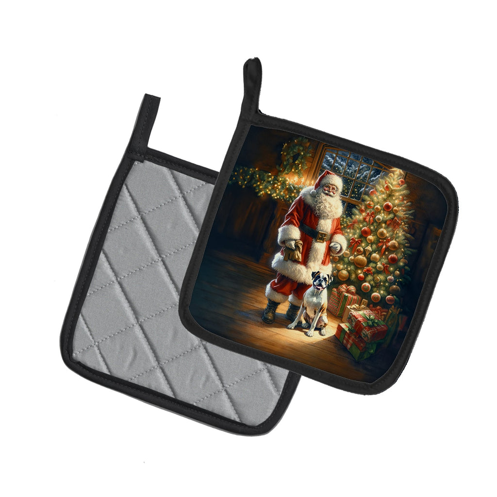 Boxer and Santa Claus Pair of Pot Holders