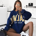 Casual Long Sleeve Pullover Sweatshirt with Letter Print | Streetwear