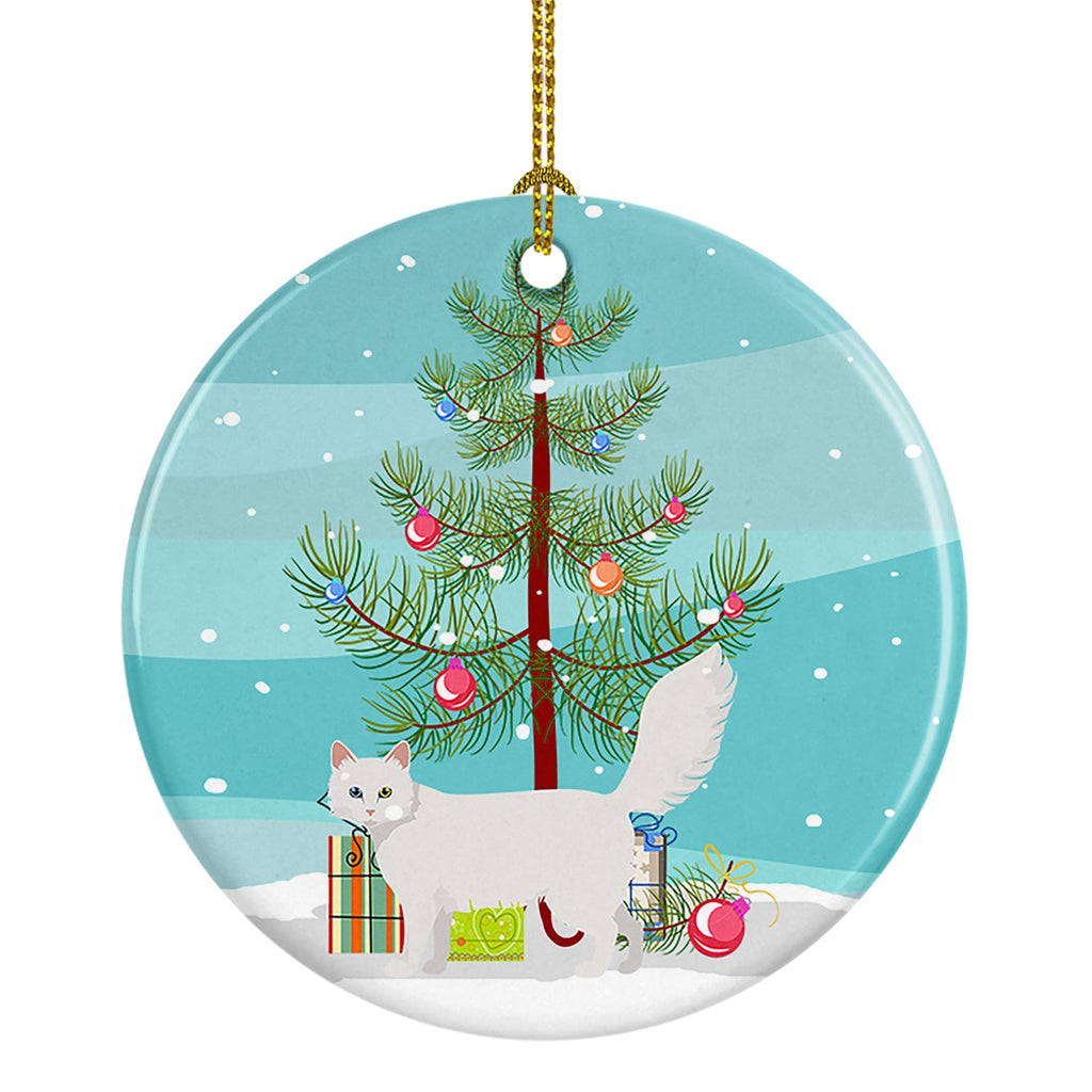 Turkish Angora Cat Christmas Ceramic Ornament