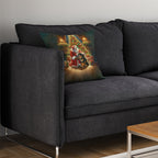 Tibetan Mastiff and Santa Claus Throw Pillow