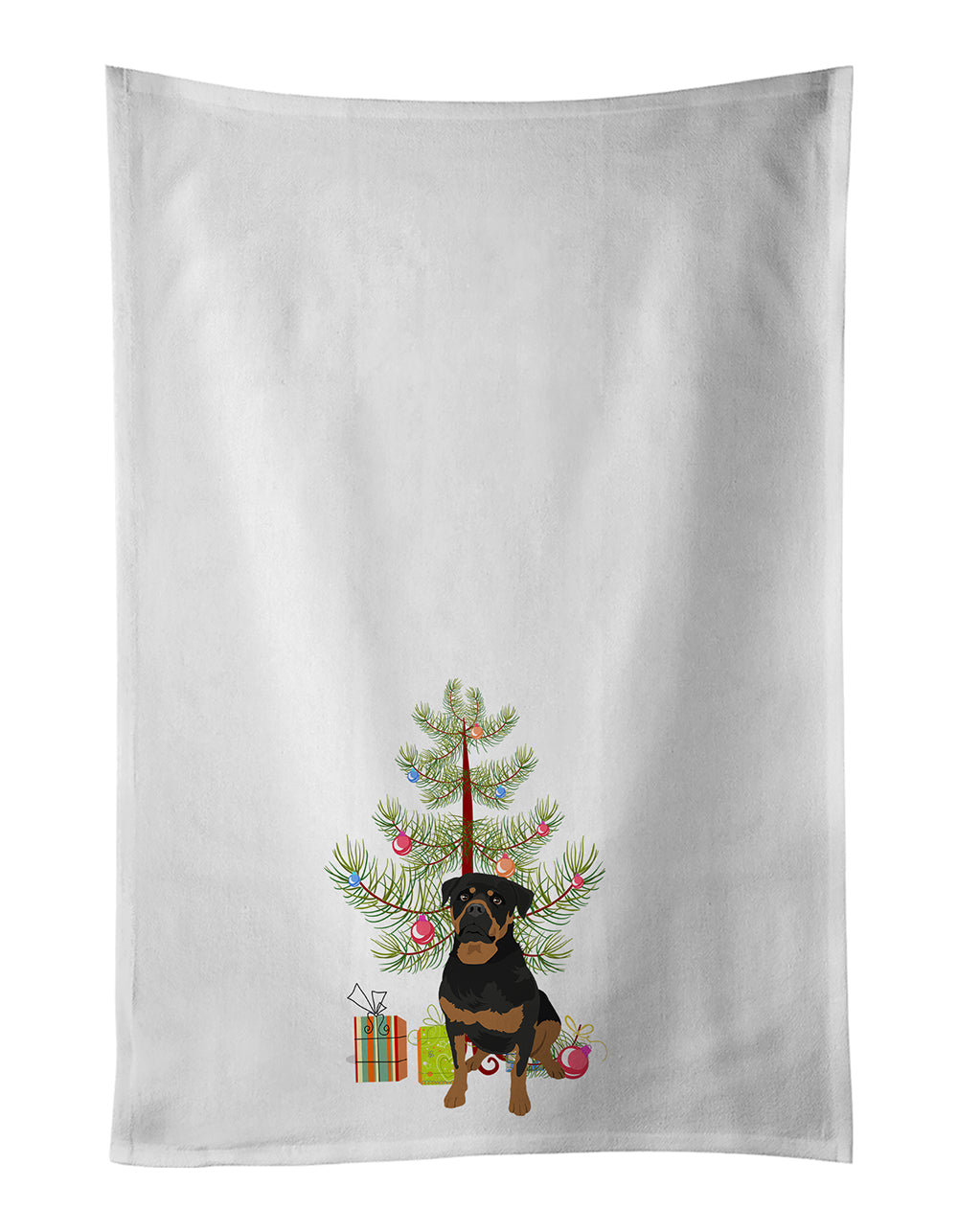 Rottweiler Black and Mahogany Christmas Kitchen Towel Set of 2