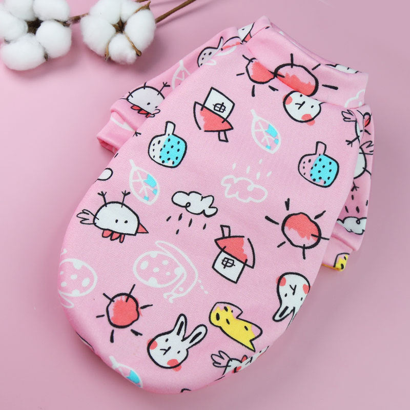 Cartoon Print Velvet Two-Legged Pet Sweater