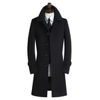Slim-fit Wool Mid-length Men's Windbreaker Coat