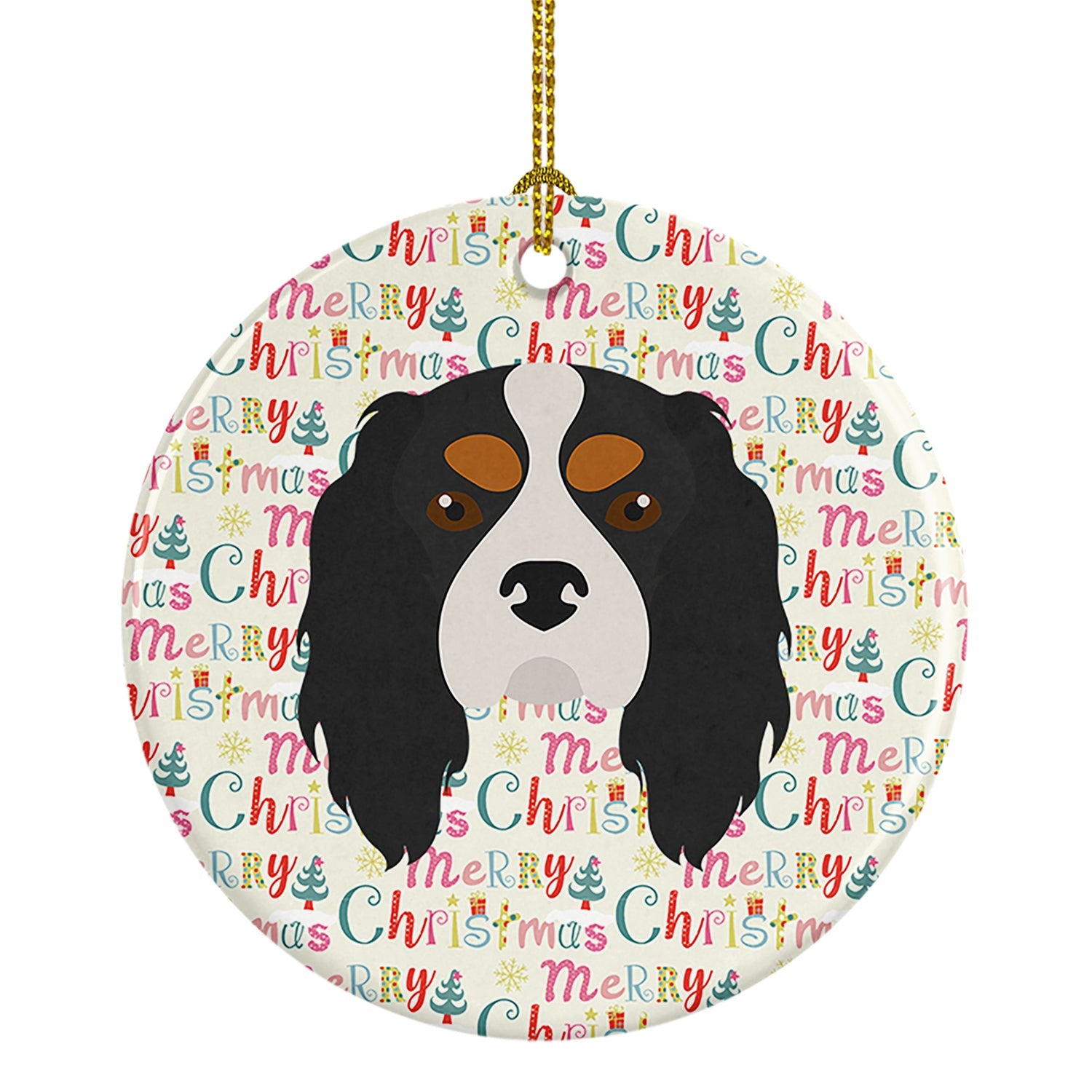 Cavalier King Charles Spaniel Merry Christmas Ceramic Ornament