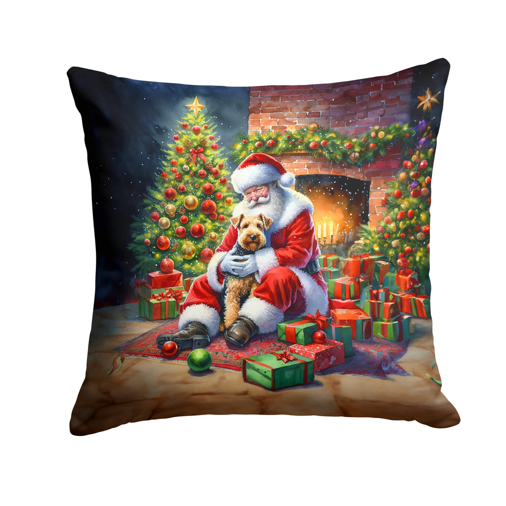Lakeland Terrier and Santa Claus Throw Pillow