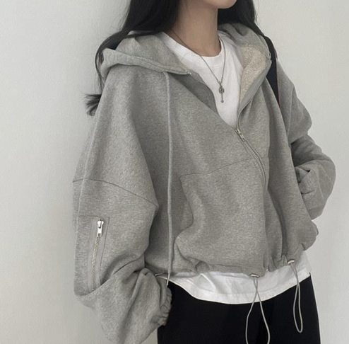 Loose Casual Hoodie Coat with Large Pockets and Zipper | Streetwear