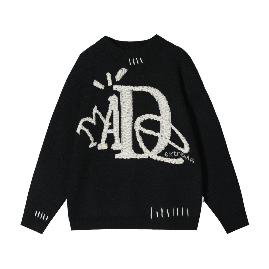 Vintage Hand Embroidered Sweater with Funny Letters