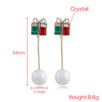 Christmas Pearl Earrings with Gift Box Pendant