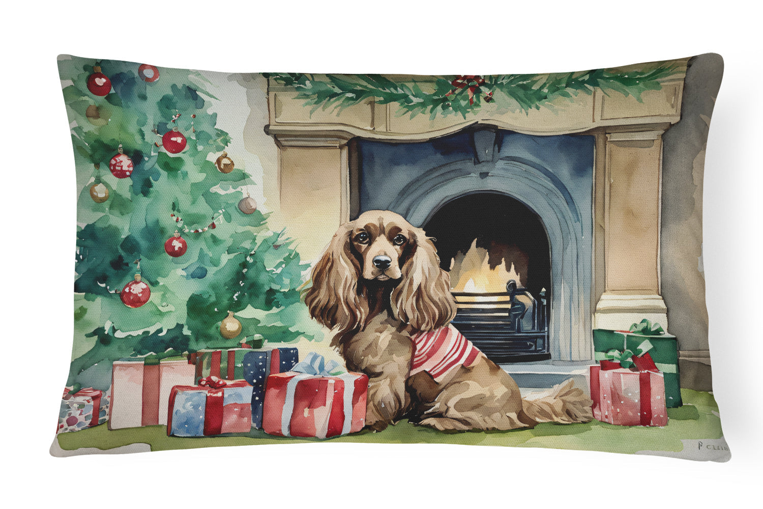 Cocker Spaniel Christmas Throw Pillow