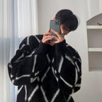 Trendy Men's Plush Plaid Outerwear Sweater
