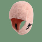 Thick Knitted Wool Ear Protection Hat for Cold Weather | Embroidered Cap