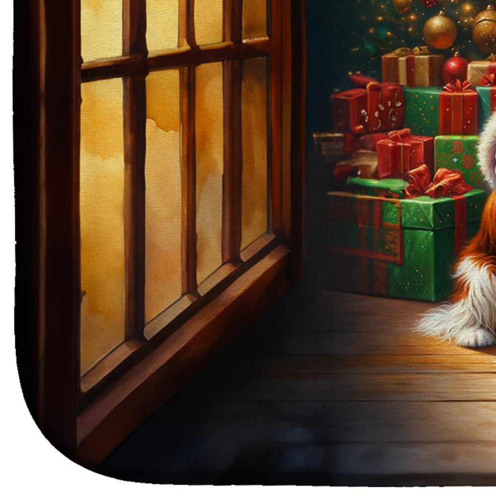Cavalier Spaniel and Santa Claus Dish Drying Mat