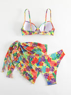 2023 Summer Women's Bikini Set with Mesh Skirt (3 Pieces)