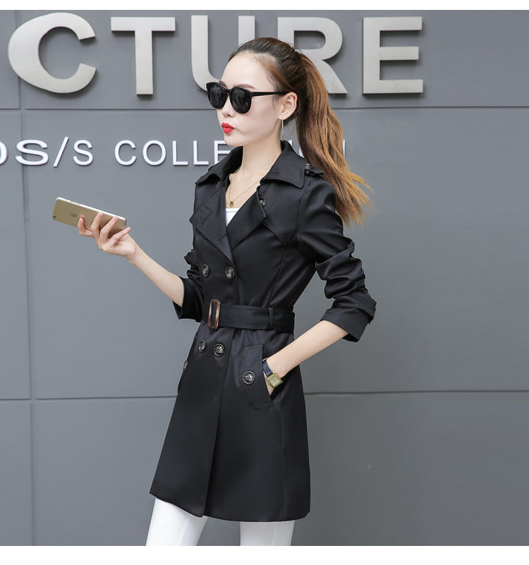 Plus Size Slim Mid-Length Women's Trench Coat
