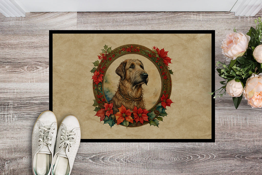 Irish Wolfhound Christmas Flowers Doormat