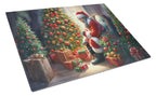 Miniature Pinscher and Santa Claus Glass Cutting Board