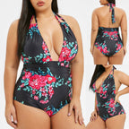 Plus Size High Waist Floral One-Piece Swimsuit for Women