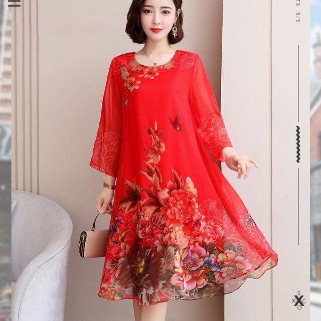 Chic Floral Cotton Dress for Plus Size Women
