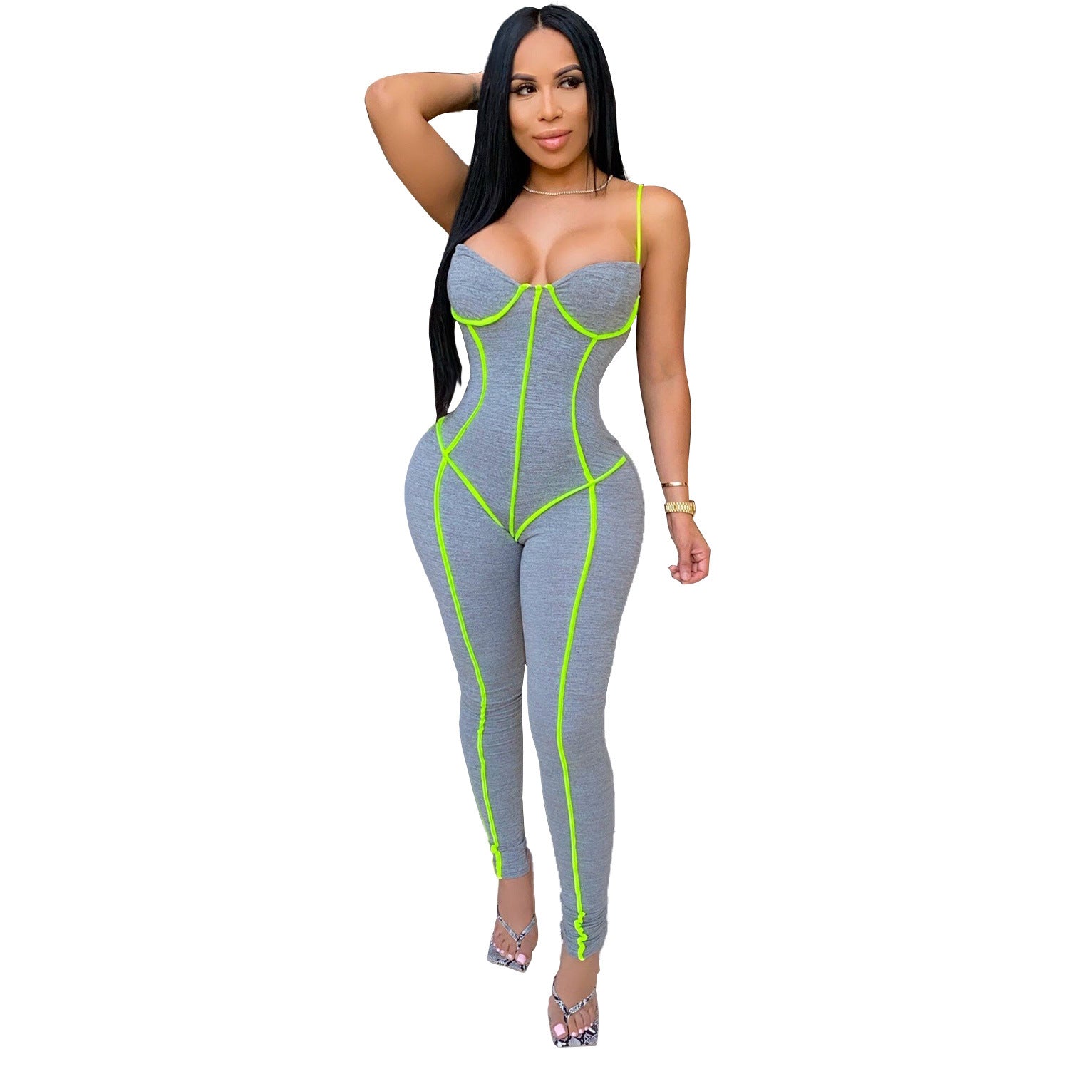 Fashionable Women's Tight Tank Top and Jumpsuit Set
