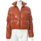 Zip Mirror Leather Warm Quilted Jacket