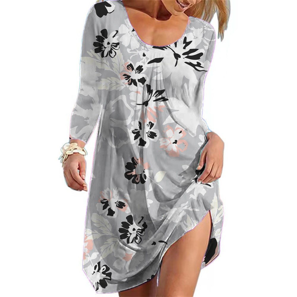 New Women's Long Sleeve Dress for Christmas Print