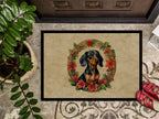 Dachshund Christmas Flowers Doormat
