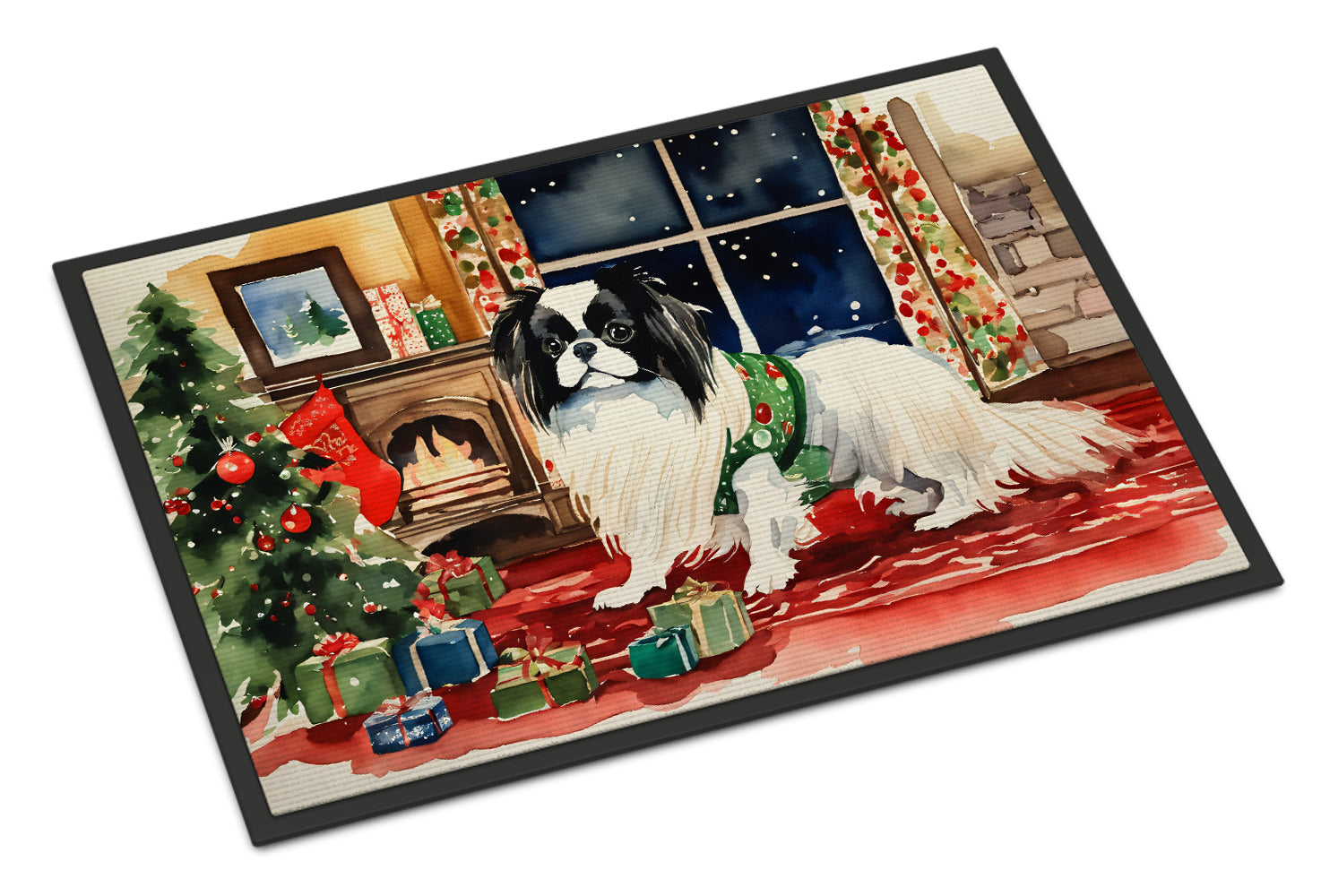 Japanese Chin Cozy Christmas Doormat