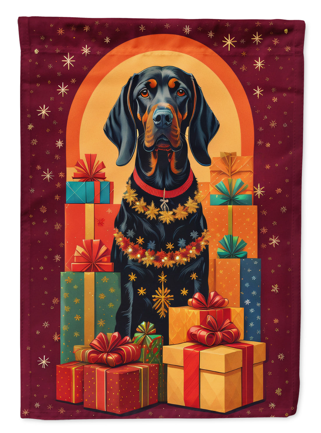 Black and Tan Coonhound Holiday Christmas Garden Flag