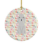 Merry Christmas Bedlington Terrier Blue Ceramic Ornament