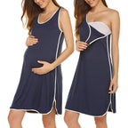 Women's Striped Maternity Sleeveless Nightgown Dress