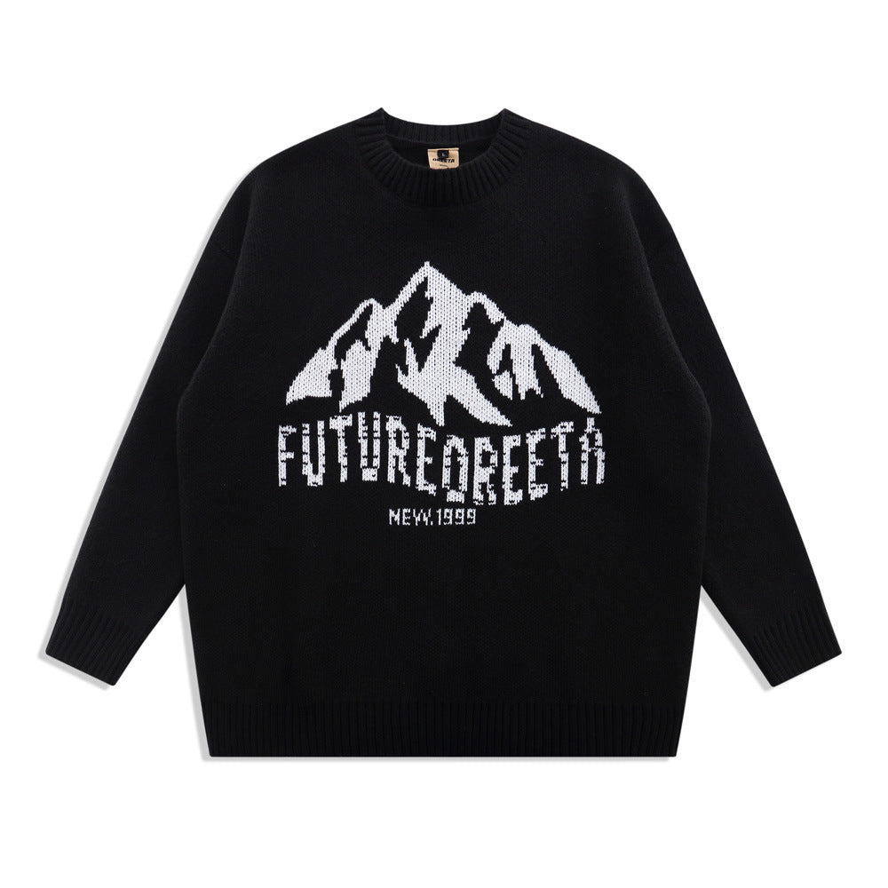 Snow Mountain Jacquard Knit Men's Loose Sweater
