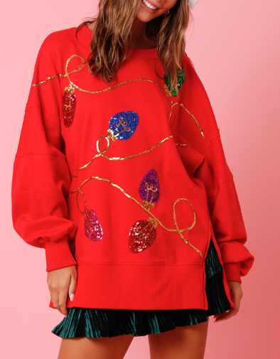 Christmas Sequin Long Sleeve Hoodie for Women | Streetwear