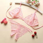 Lace Three-Piece Open-Crotch Lingerie Set