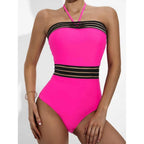 Jieshini New Black Halter Sexy Swimsuit with Mesh