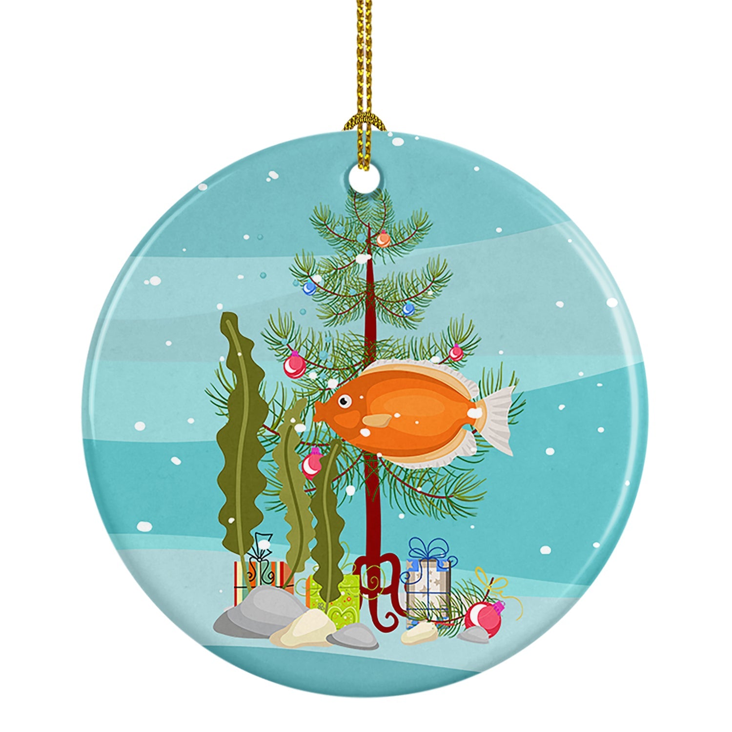 Kissing Gourami Merry Christmas Ceramic Ornament