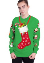 3D Digital Printed Women's Christmas Pullover Sweatshirt | Streetwear