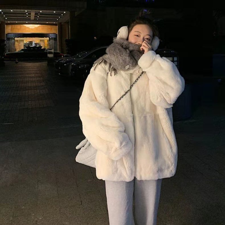 Vintage Slouchy Plush Coat Fashion Top