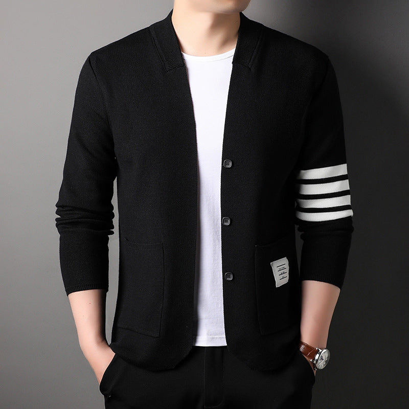 Men's Slim-fit Long Sleeve V-neck Cardigan Coat