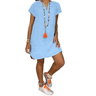 Women's Short Sleeve V-Neck Dress for Autumn/Summer