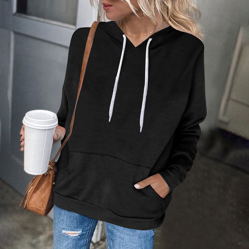 Women's Fleece Hooded Casual Top with Pockets
