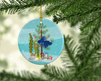 Veiltail Goldfish Merry Christmas Ceramic Ornament