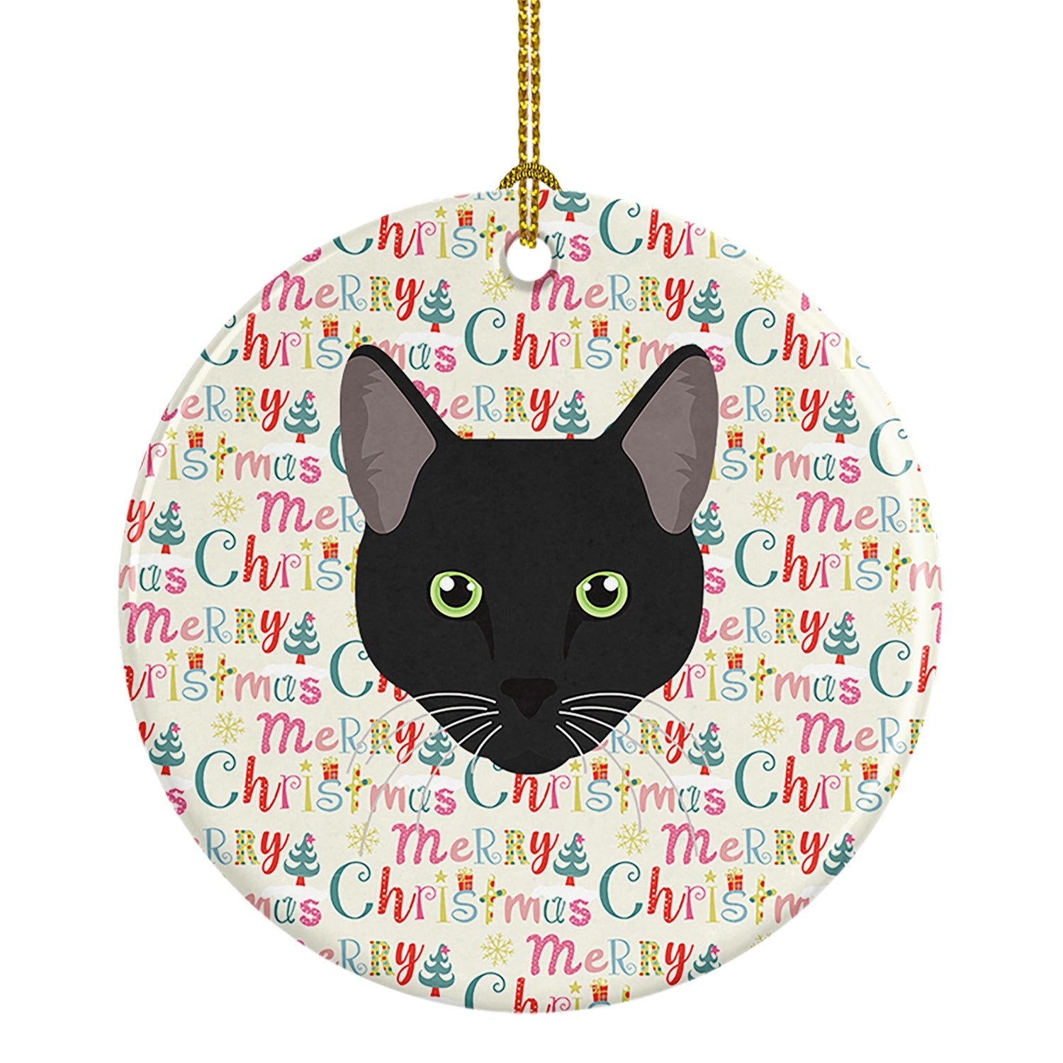 Pantherette Cat Christmas Ceramic Ornament