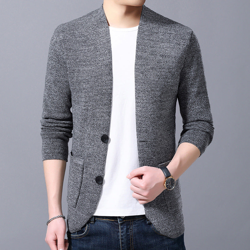 Men's Stand Collar Pocket Sweater Cardigan for Autumn